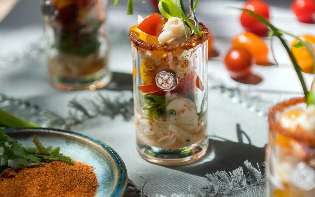 Crabmeat Shooters with Heirloom Tomatoes