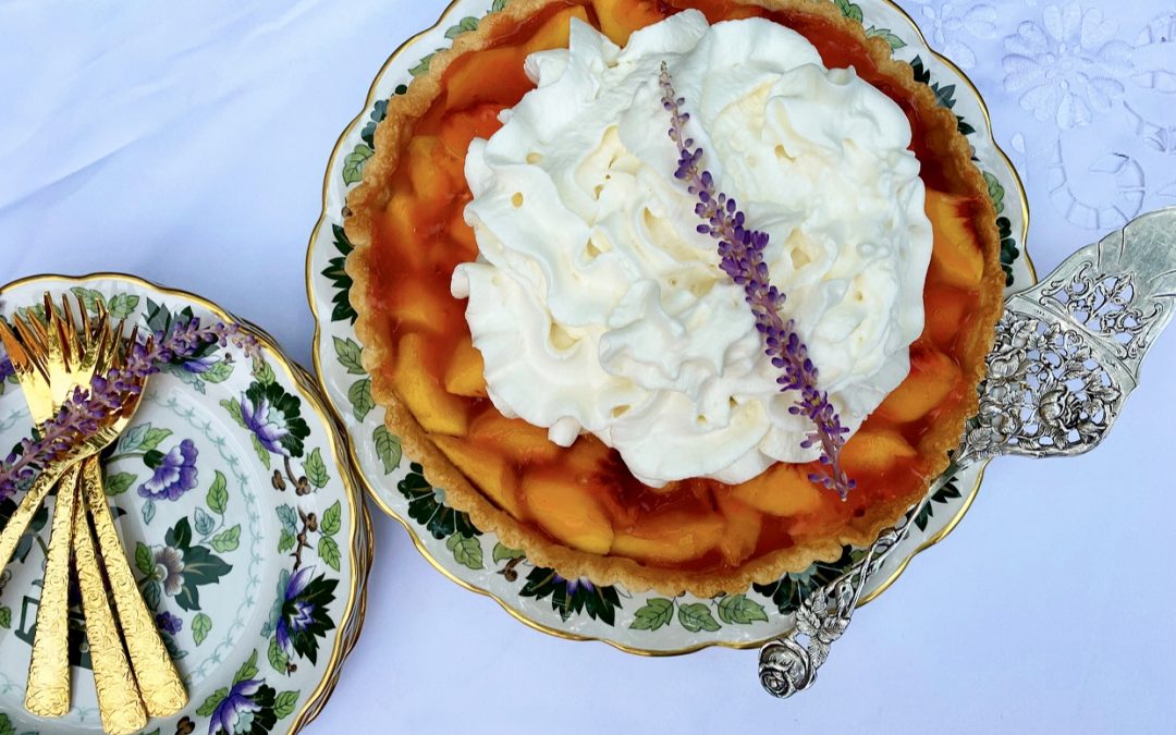 FRESH PEACH PIE WITH WHIPPED CREAM
