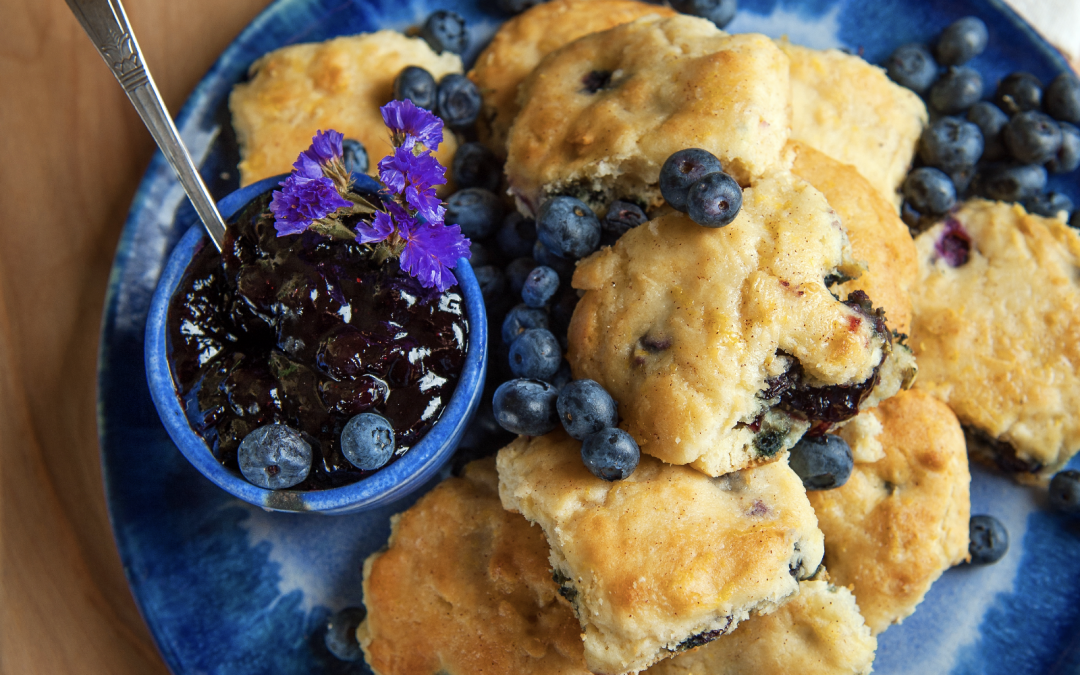 BLUEBERRY-BUTTERMILK BISCUITS WITH LEMON GLAZE