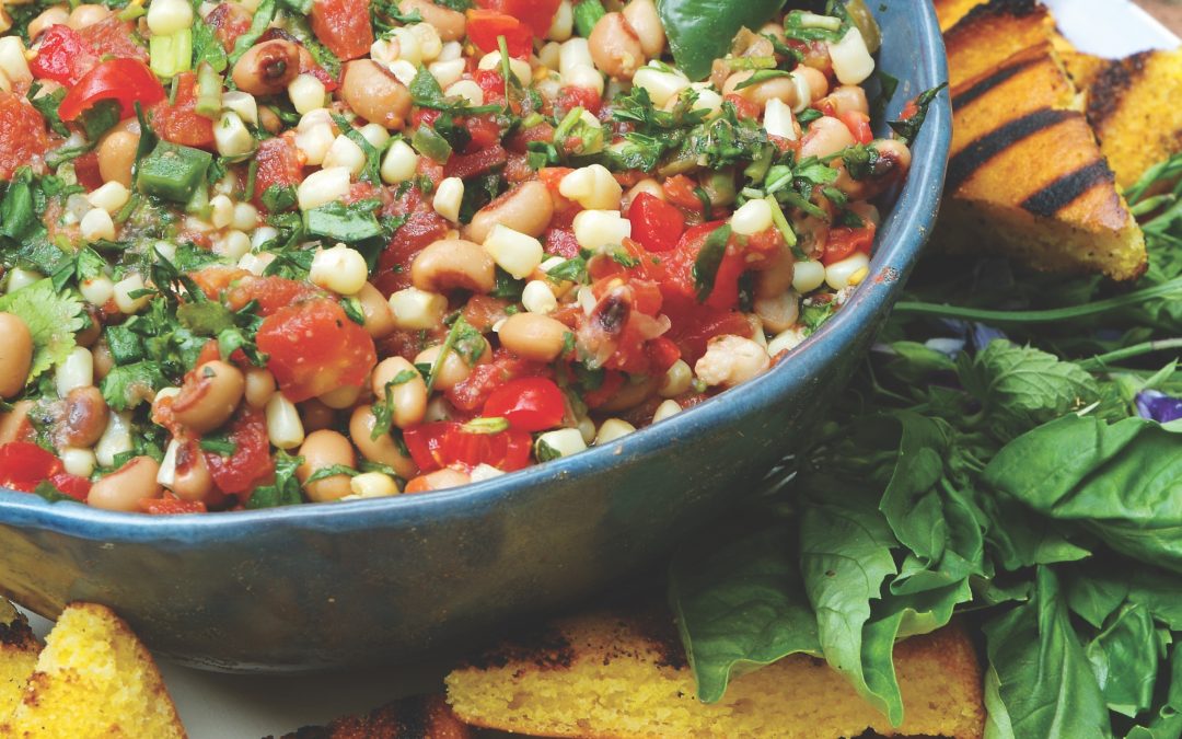 BLACK-EYED PEA SALSA WITH GRILLED CORNBREAD
