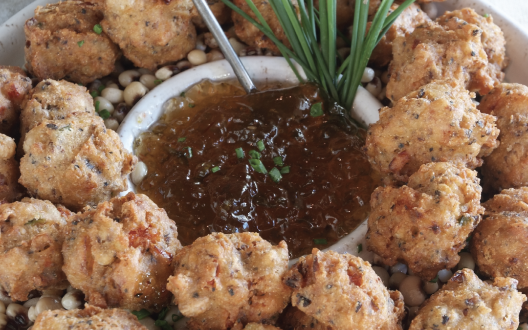 BLACK-EYED PEA BEIGNETS WITH HOT PEPPER JELLY